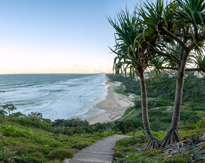 View of Sunshine Beach in Noosa Beach on Sunshine Coast, Australia
